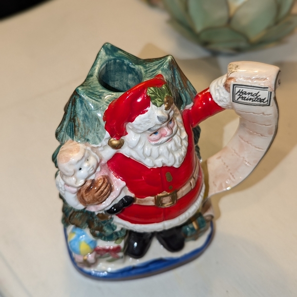 Vintage 1993 Fitz & Floyd Omnibus OCI Christmas Heritage Santa Candle Holder - Picture 2 of 6